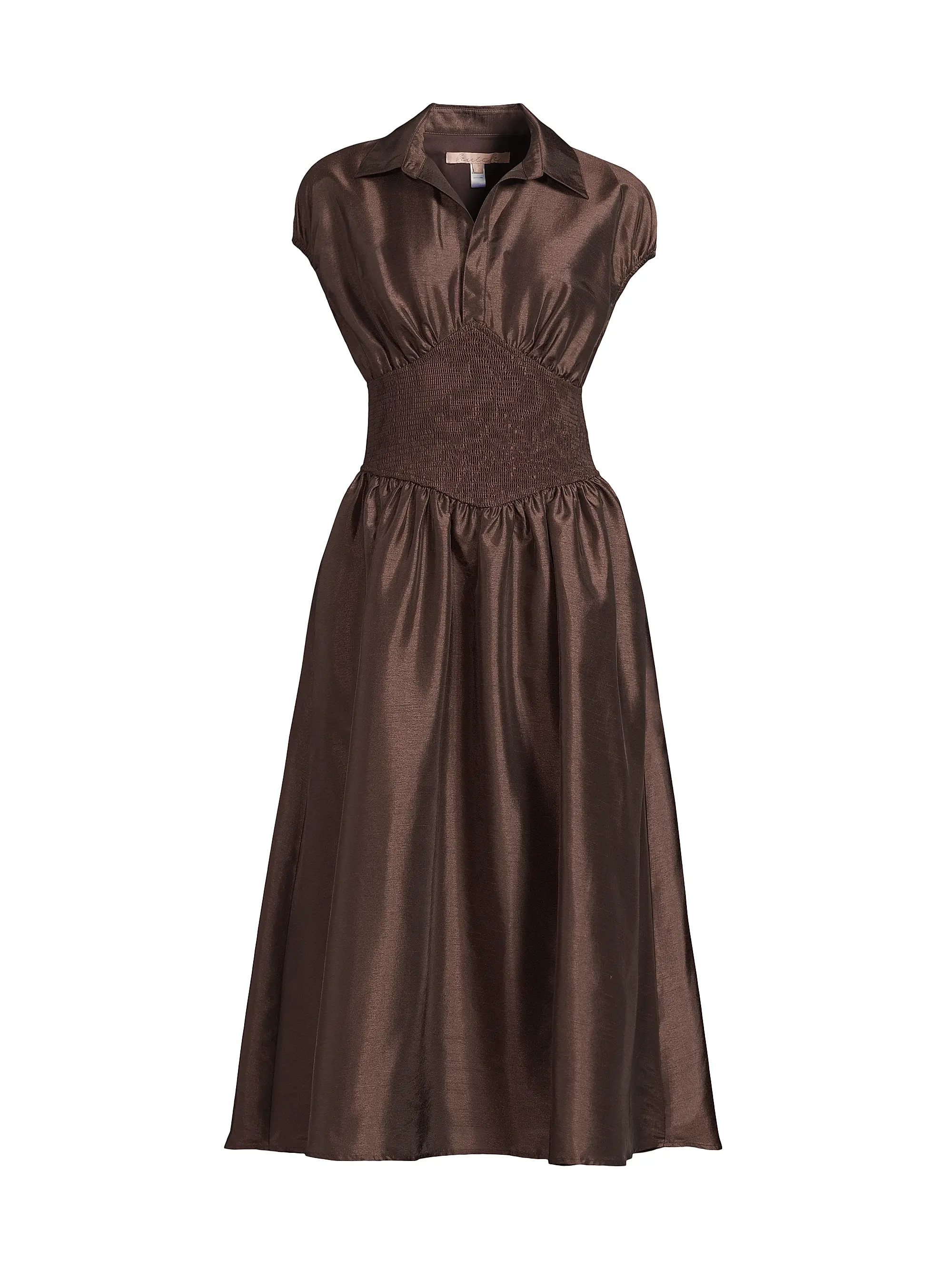 Hutch Trevy Cap-Sleeve Smocked Midi-Dress | Saks Fifth Avenue | Saks Fifth Avenue