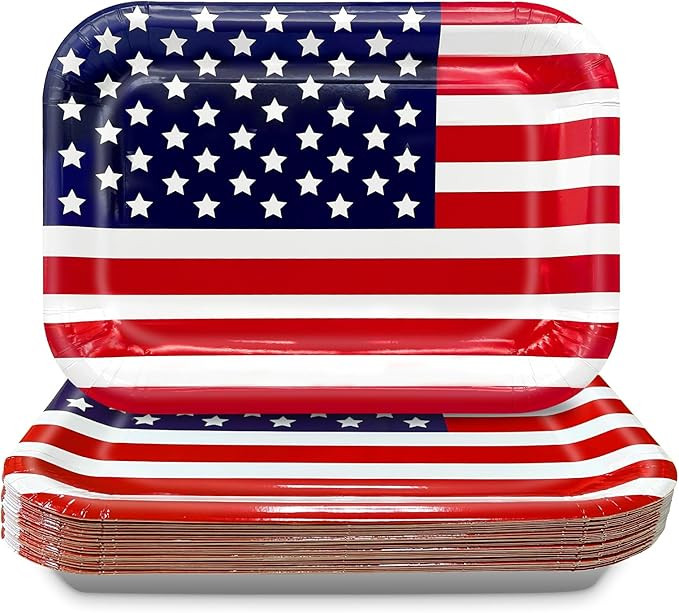 TURNMEON 24 Pcs 4th of July Party Supplies American Flag Disposable Paper Plates, 13 x 9.5 inch L... | Amazon (US)