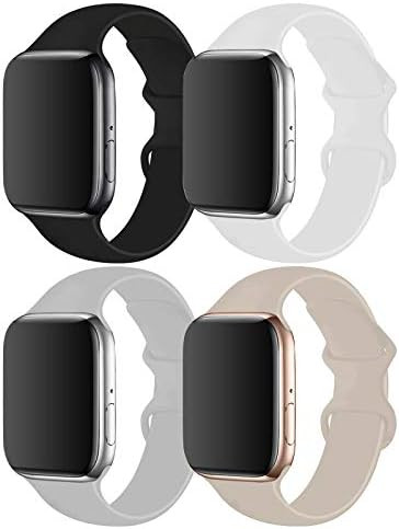 RUOQINI 4 Pack Compatible with Apple Watch Band 38mm 40mm,Sport Silicone Soft Replacement Band Co... | Amazon (US)