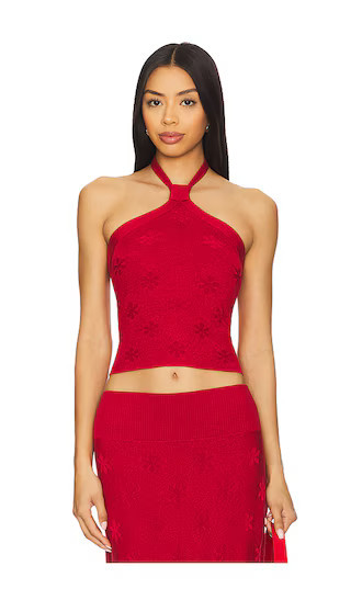 ASTA RESORT Lorena Halter Top in Red. - size S | Revolve Clothing (Global)