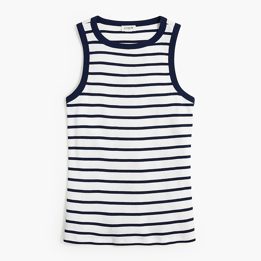 Striped high-neck ribbed tank top | J.Crew Factory