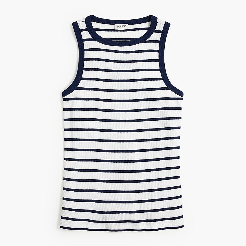 Striped high-neck ribbed tank top | J.Crew Factory