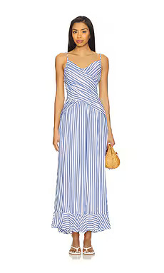Line & Dot Noah Maxi Dress in Blue & White from Revolve.com | Revolve Clothing (Global)