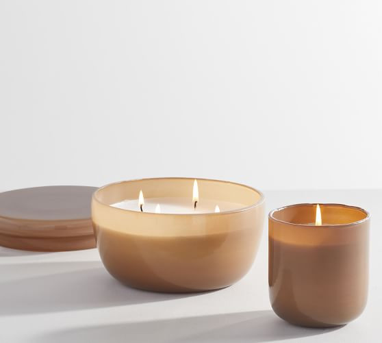 Modern Glass Candle,Mocha - Amber & Vanilla | Pottery Barn (US)