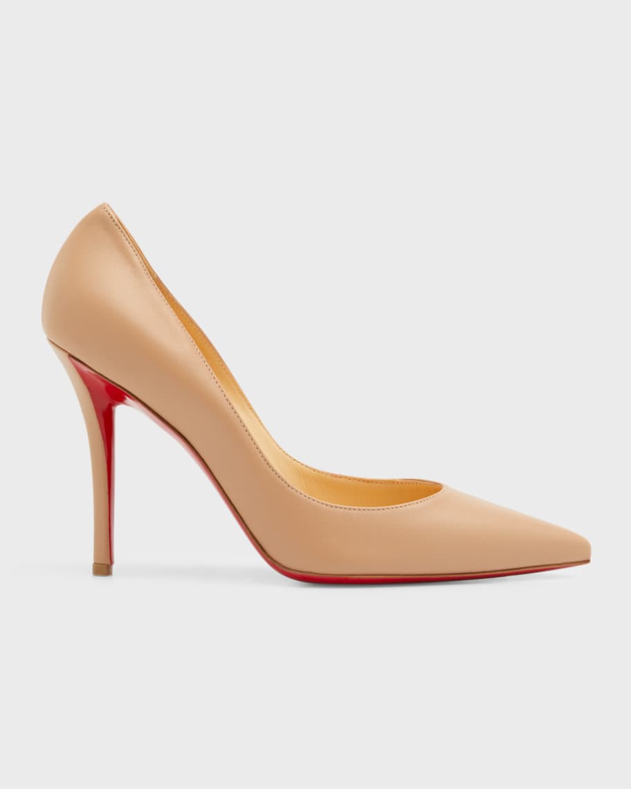Christian Louboutin Apostrophy Leather Pointed Red-Sole Pumps | Neiman Marcus
