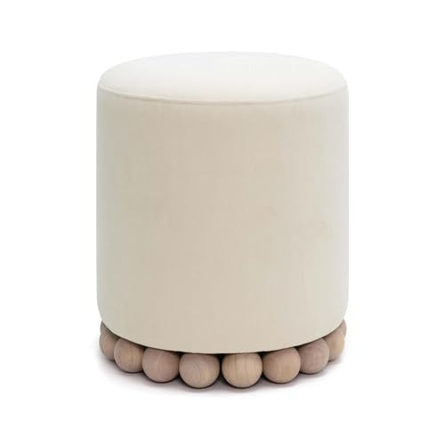 Pemberly Row Contemporary Accent Ottoman, Cream Upcycled Fabric, 15.7"x15.7"x18.3", Solid Wood Ba... | Amazon (US)
