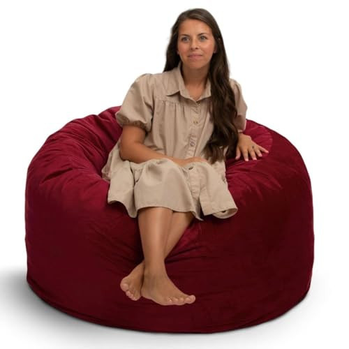 ULTIMATE SACK 4ft Bean Bag Chair, Oversize Bean Bag Chair for Adults, Comfy Chair Bean Bag Couch Lounge Sofa Loveseat Furniture | Burgundy Suede | Amazon (US)