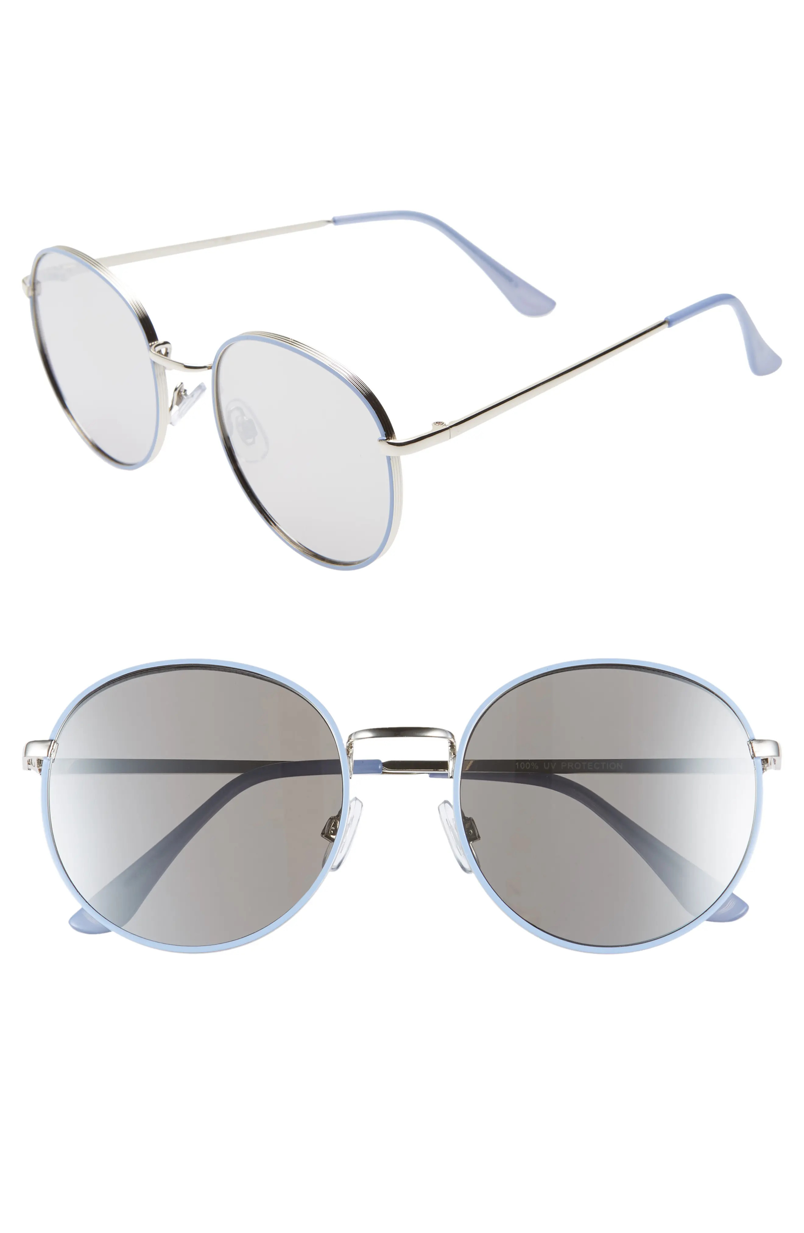 Women's Bp. 55Mm Round Sunglasses - Gold/ Blue | Nordstrom