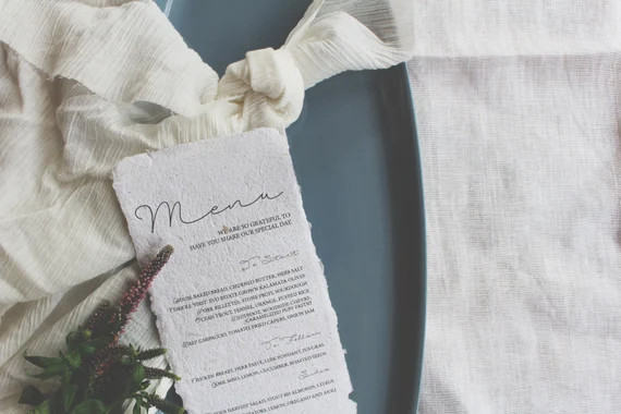 WILSON | Handmade deckle edge menu | Etsy (US)