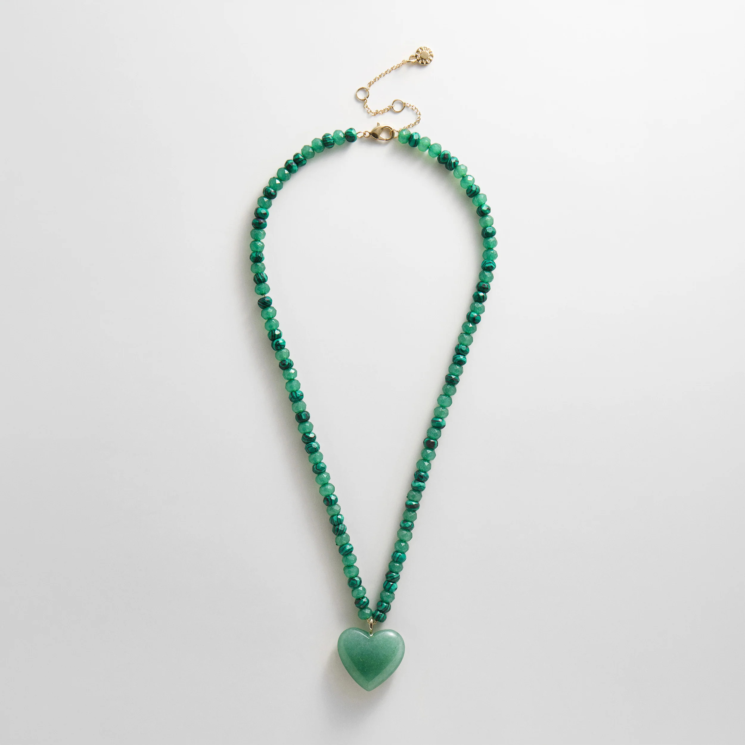 Semi-Precious Heart Necklace - Light Jade/Malachite | BaubleBar