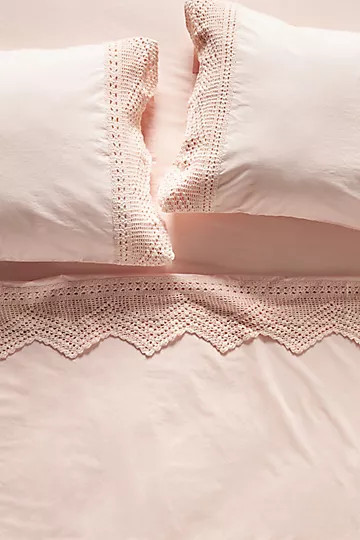 Norah Crochet Organic Percale Sheet Set | Anthropologie (US)