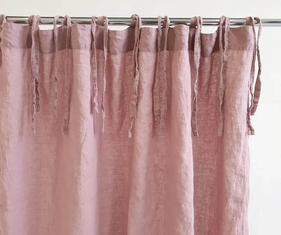 Handmade Linen Shower Curtain: Tie Top, Stonewashed Fabric - Etsy | Etsy (US)