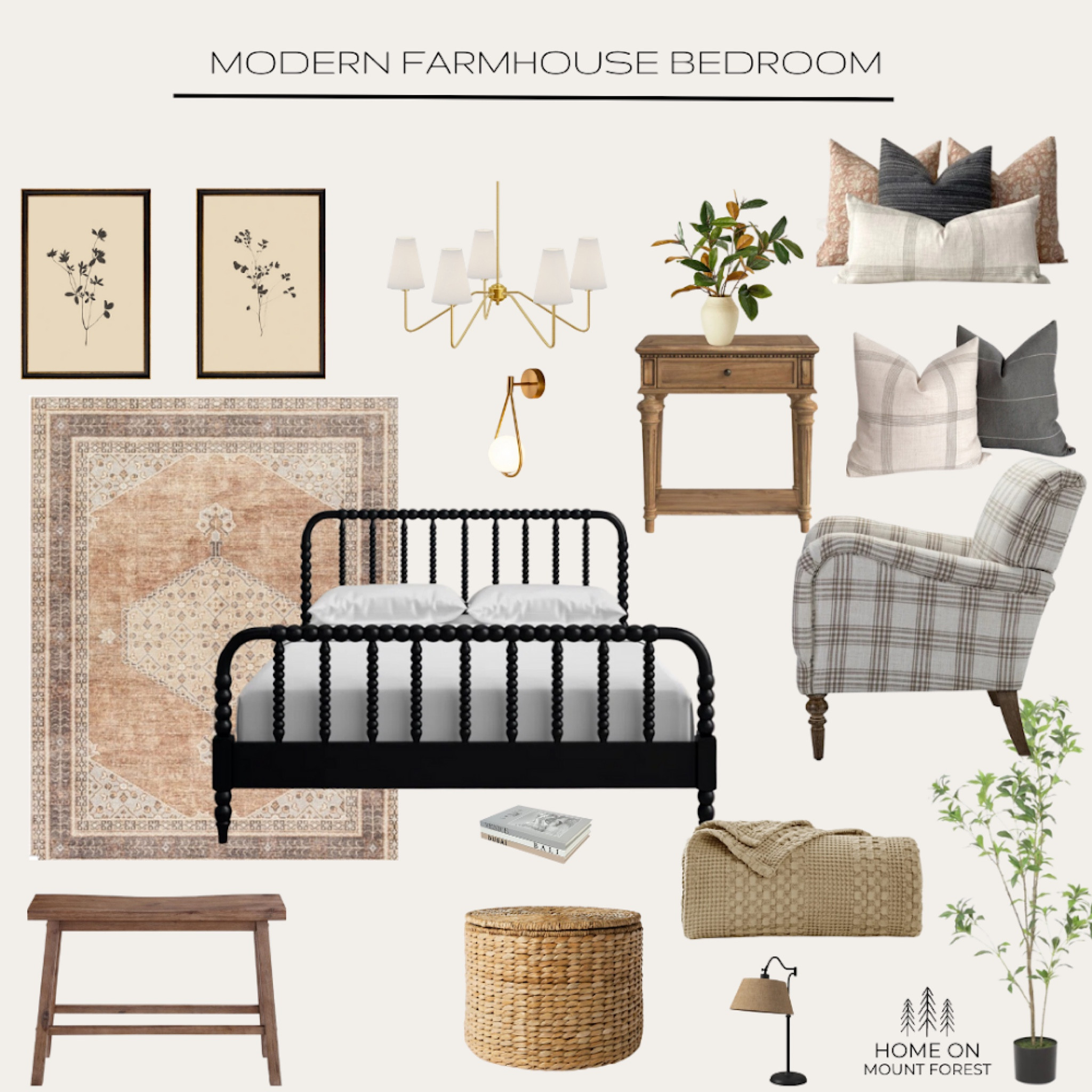 Here is another view of the Modern Farmhouse Bedroom. #modernfarmhouse #masterbedroom #spindlebed #beckyowens 

#LTKhome #LTKFind