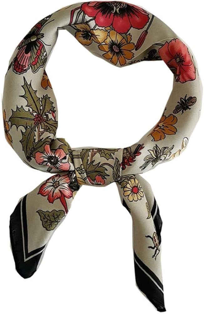 FONYVE Silk Feeling Scarf Medium Square Satin Head Scarf for Women 27.5 × 27.5 inches | Amazon (US)