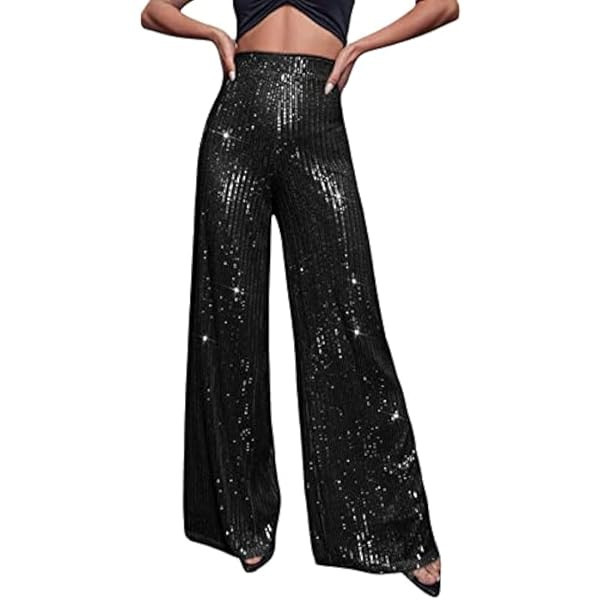 Floerns Women's Contrast Sequin High Waist Wide Leg Party Clubwear Long Pants | Amazon (US)