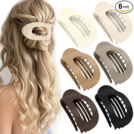 6 PCS Flat Hair Clips for Women and Girls,Matte Flat Claw Clips, Durable French Hold Barrettes fo... | Amazon (US)