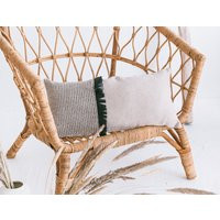 Decorative Lumbar Pillow For Bed, Neutral Color Block Decorative Pillowcase, Boho Cover, Fringe Sham | Etsy (US)