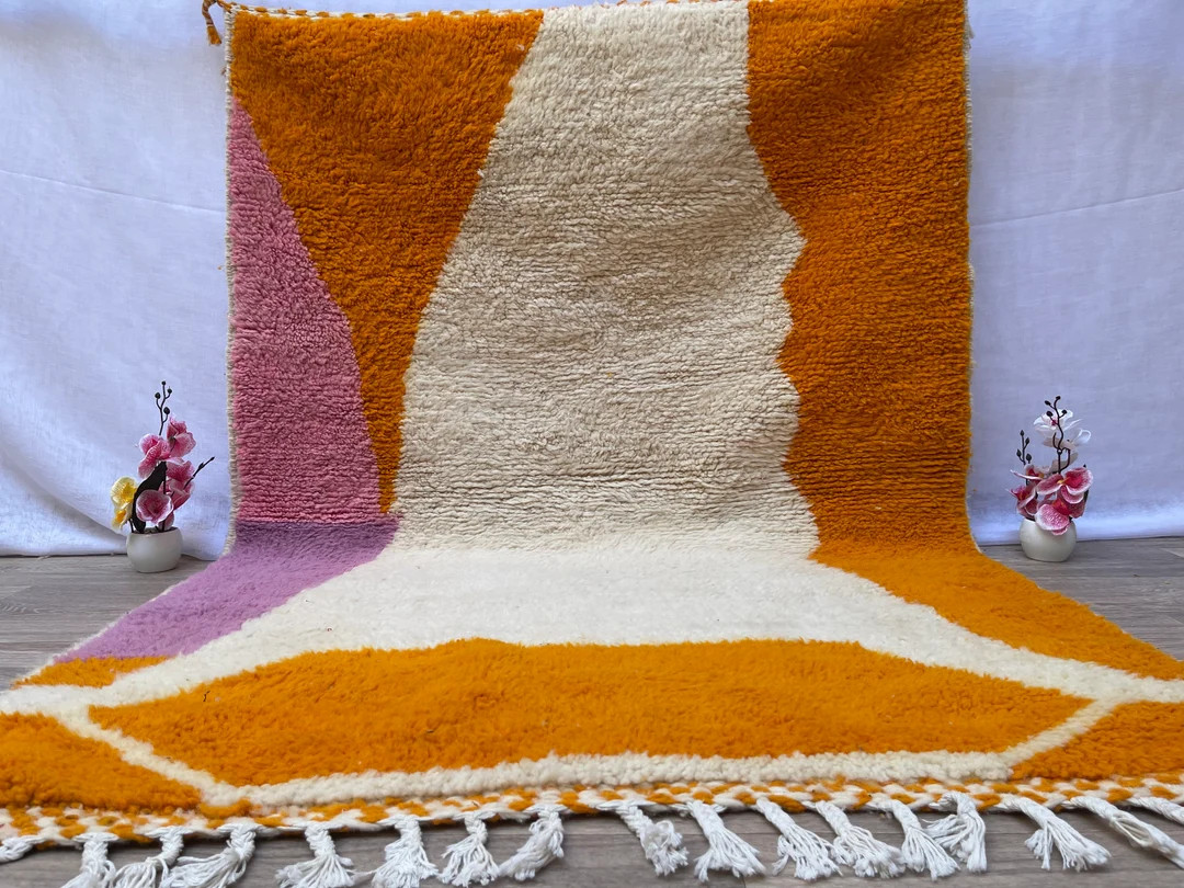 PRETTY ORANGE RUG For Your Living Room, Moroccan Handmade Rug From Wool of Sheep, Abstract Rug In... | Etsy (NL)