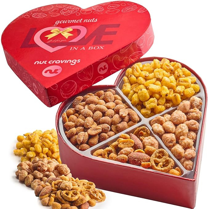 NUT CRAVINGS - Valentines Day Mixed Nuts Heart Shaped Gift Basket, Love in A Box (4 Assortments) ... | Amazon (US)