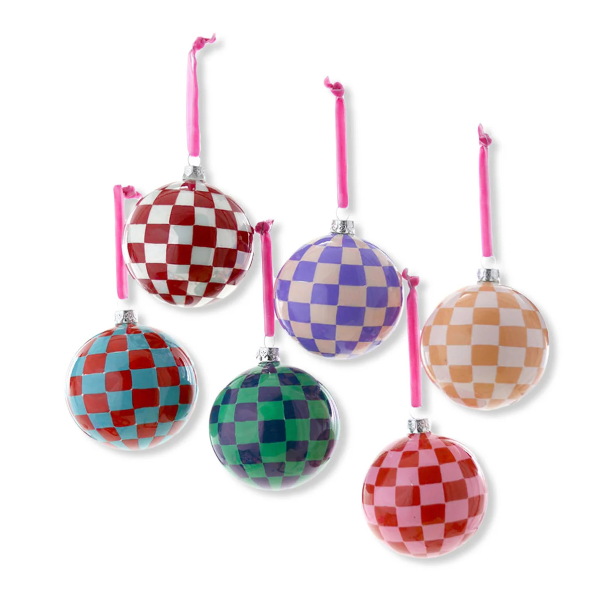 Furbish Studio - Checkered Bauble Ornaments S/6 | Furbish Studio
