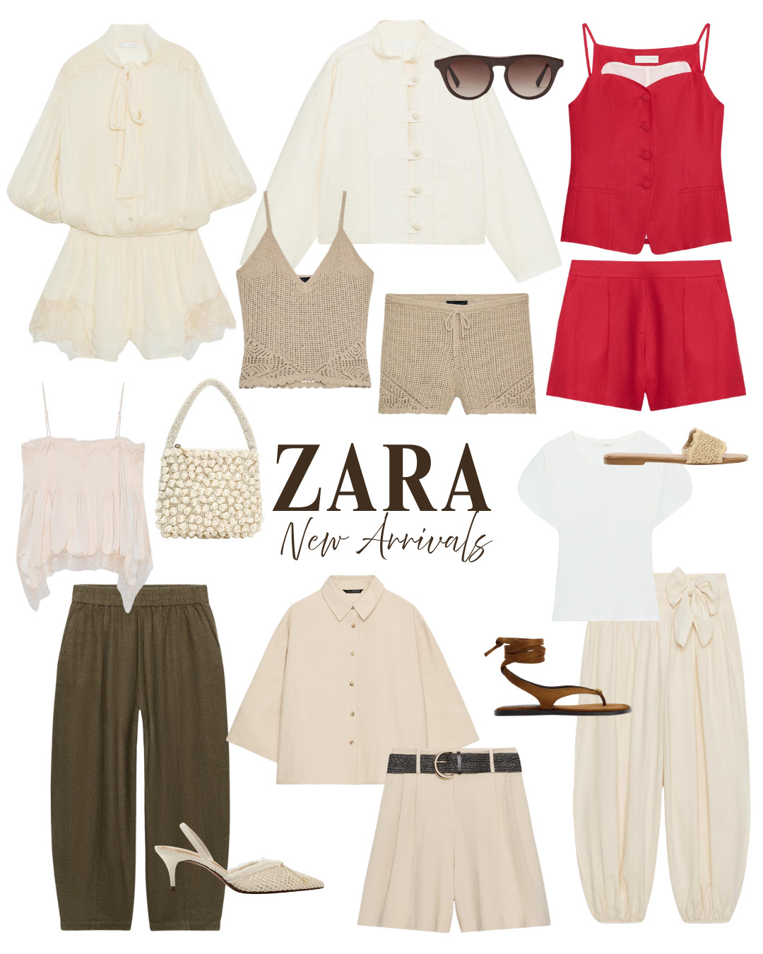 Zara New In Edit

ballet flats, cream ballet flats, woven ballet flats, mesh ballet flats, neutral flats, spring shoes, summer shoes, zara new arrivals, cream romper, tie-neck romper, white jacket, button-front jacket, red cami top, red tailored shorts, crochet knit set, knit tank, knit shorts, white tee, bubble hem cami, olive trousers, cream shirt, belted shorts, white balloon trousers, woven bag, cat-eye sunglasses, strappy flat sandals, heeled mules, neutral outfit, chic summer style, effortless dressing 
 

 #LTKuk #LTKspring #LTKsummer