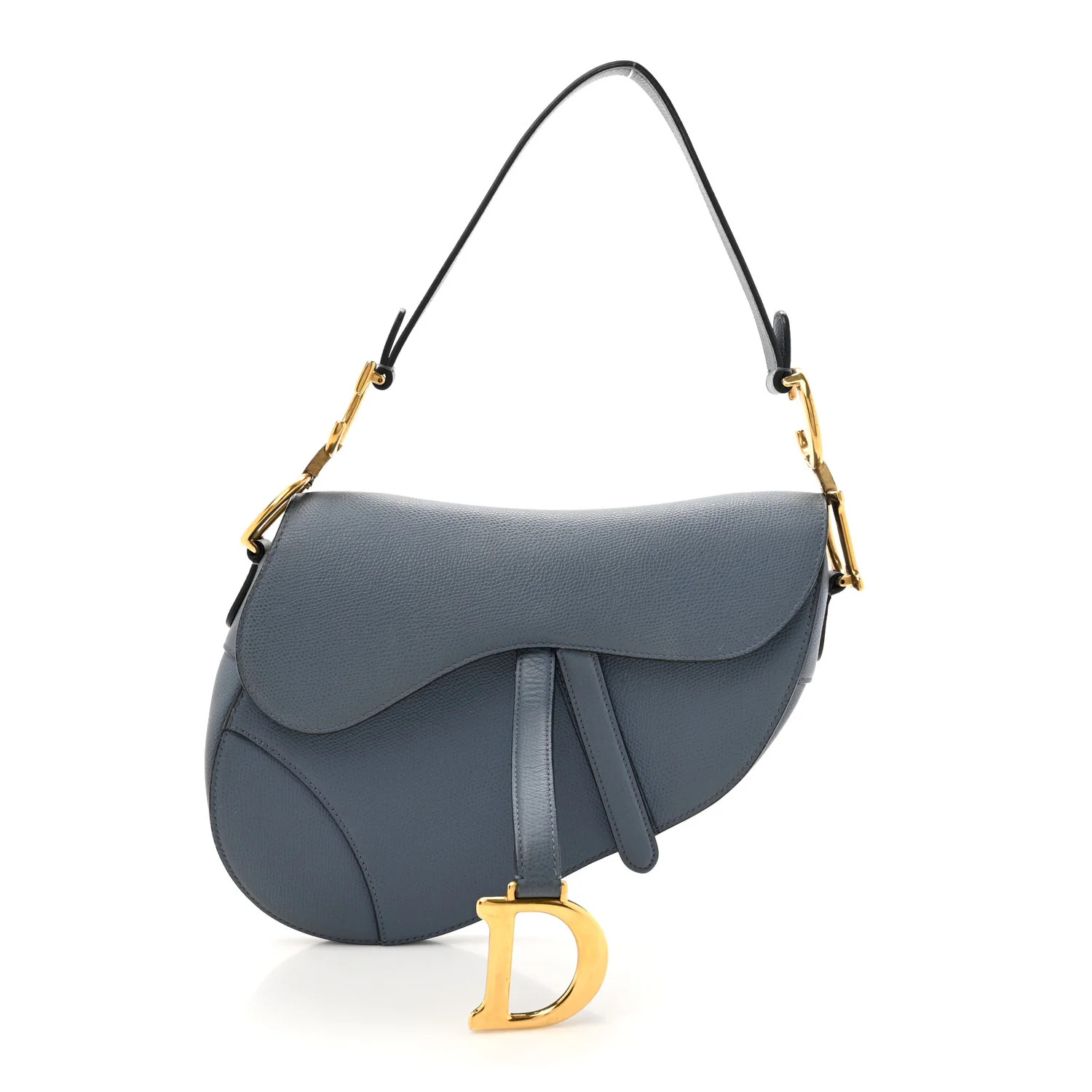 Grained Calfskin Saddle Bag Denim Blue | FASHIONPHILE (US)