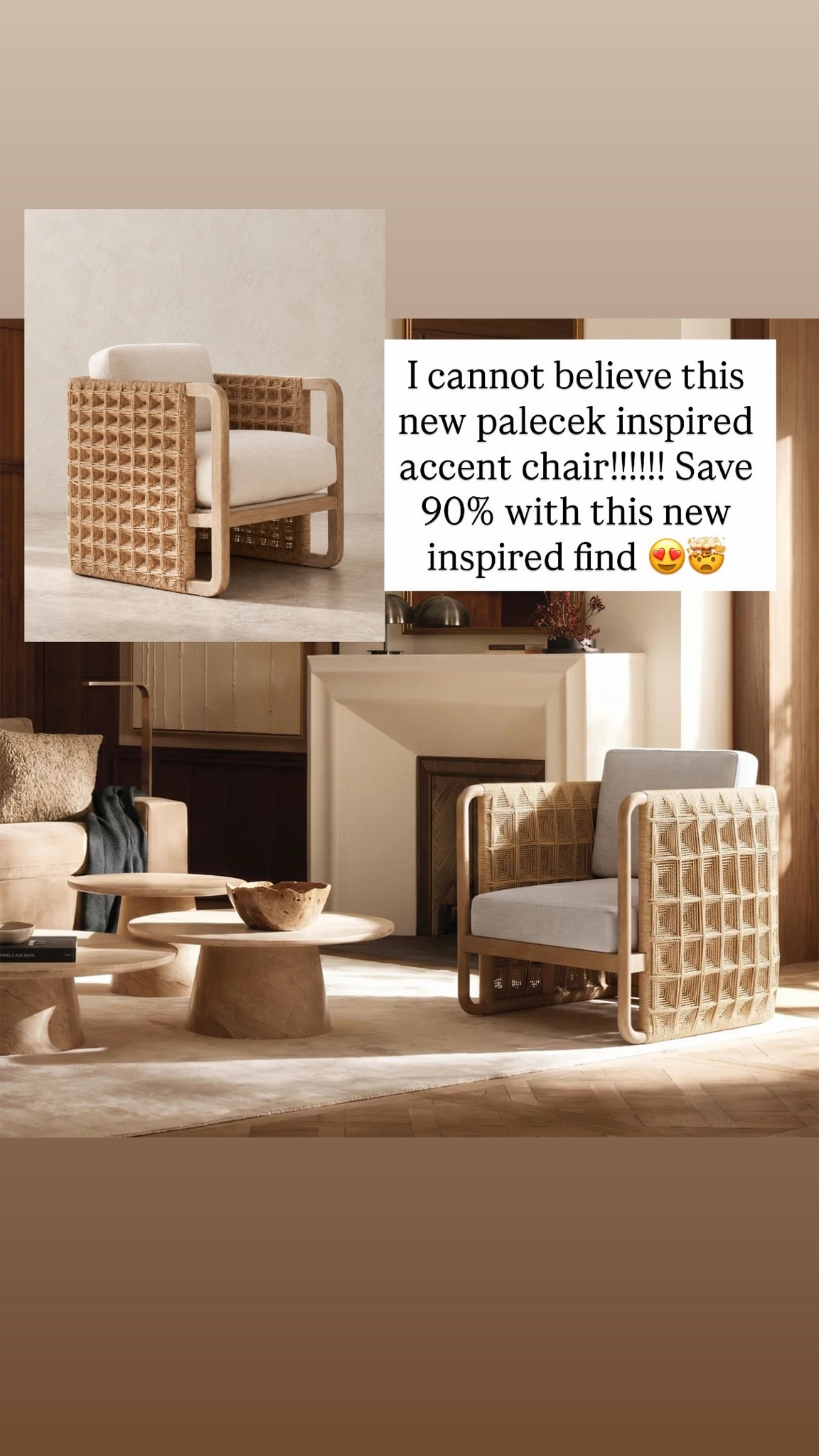 I cannot believe this new palecek inspired accent chair!!!!!! Save 90% with this new inspired find 😍🤯