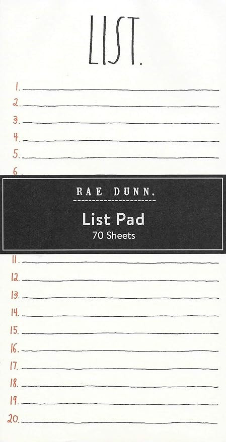 Rae Dunn List Notepad 70 Numeral Lined Sheets | Amazon (US)
