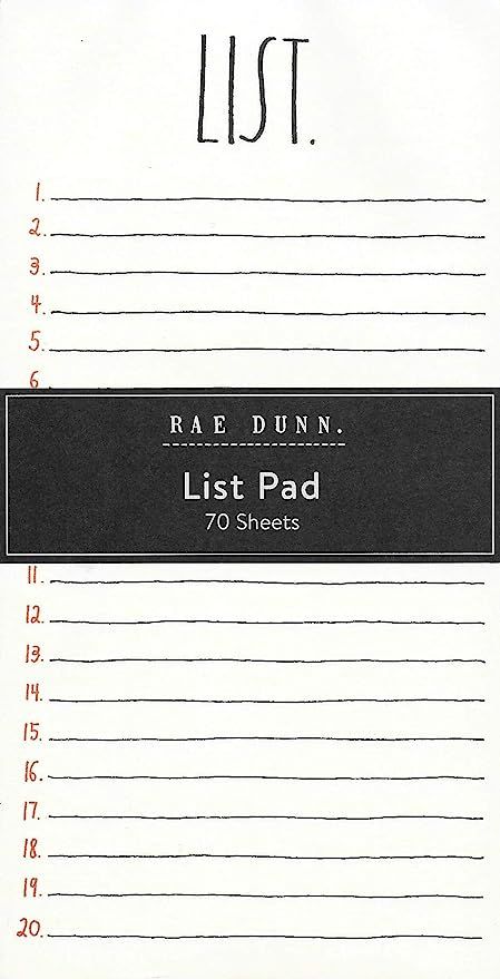 Rae Dunn List Notepad 70 Numeral Lined Sheets | Amazon (US)