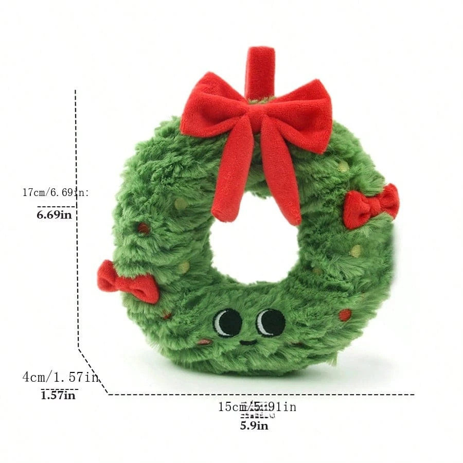 Christmas Decoration 1PC 17CM Green Christmas Wreath Holiday Decoration Plush Toys | SHEIN