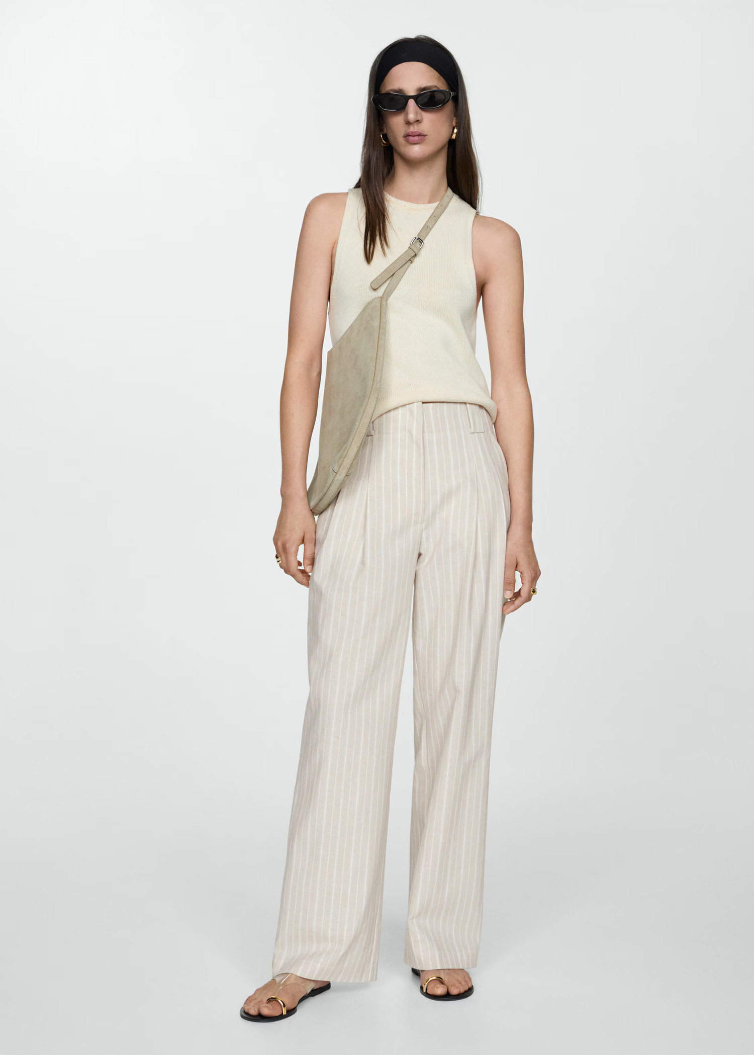Straight striped trousers | MANGO (UK)