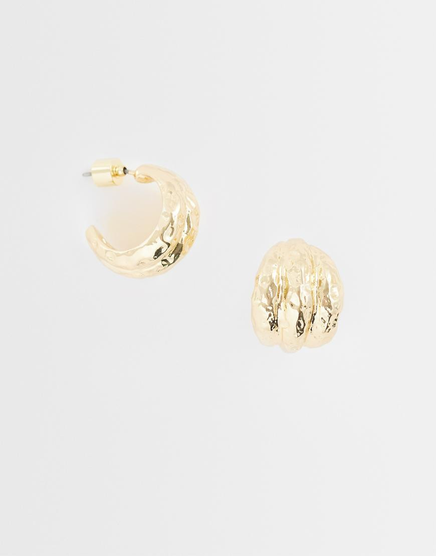 Mango textured studded earring in gold | ASOS (Global)