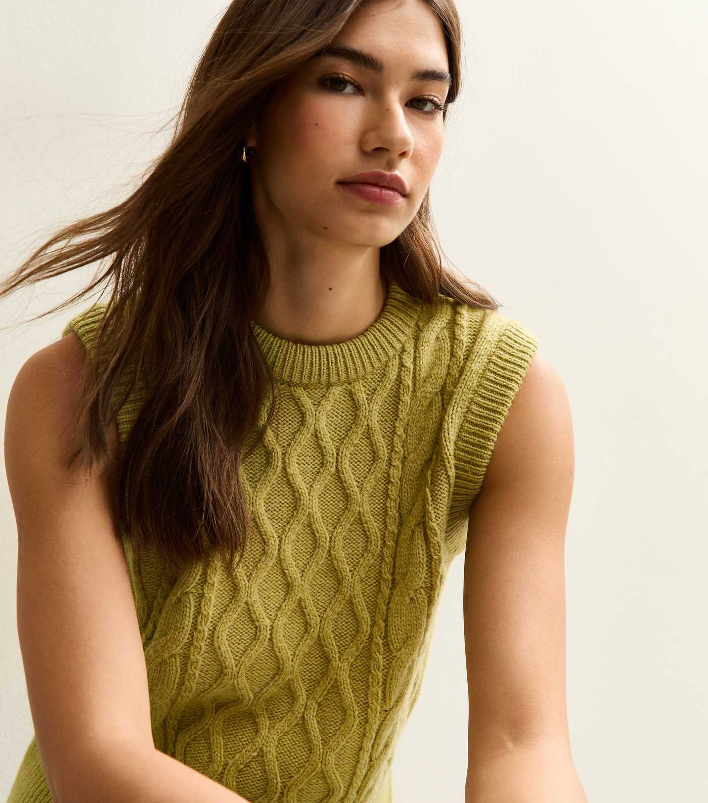 Bright Green Cable Knit Vest | New Look | New Look (UK)