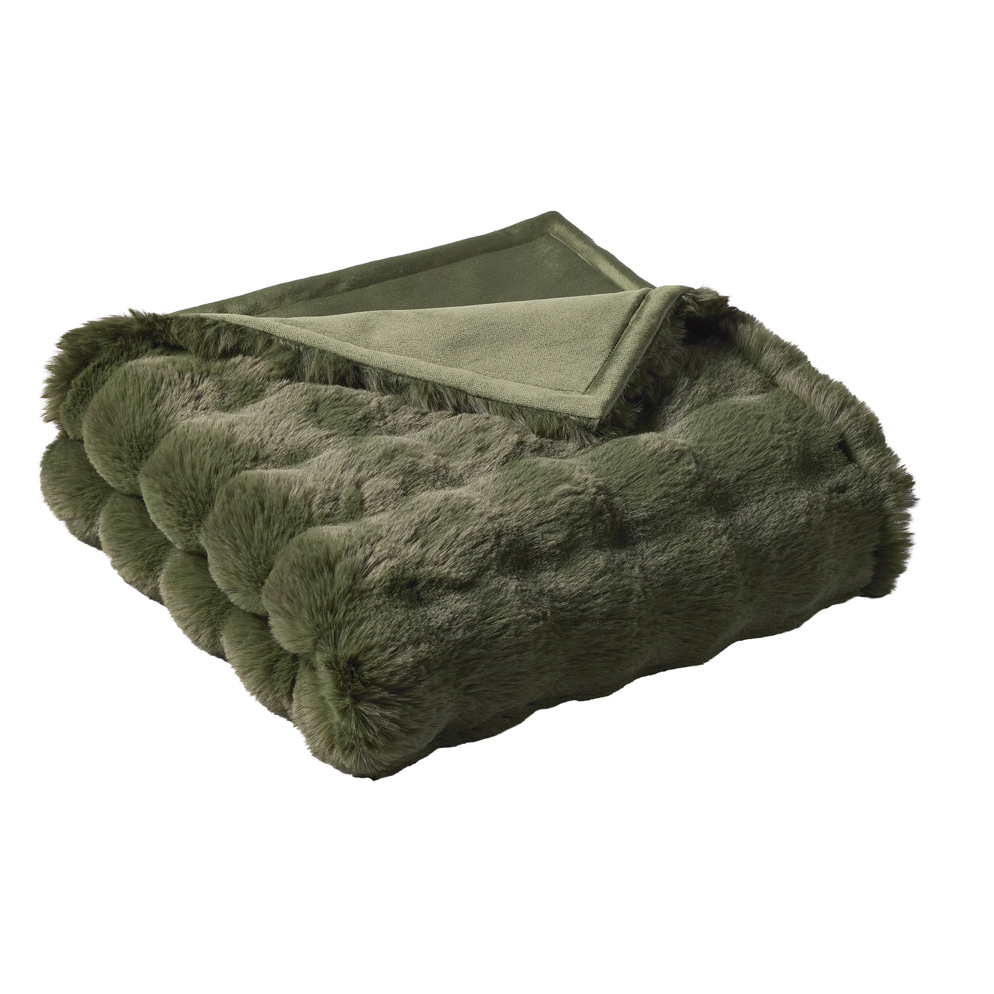 Better Homes & Gardens Green Bubble Faux Fur Ultra Soft Luxury Oversized Throw Blanket 50" x 72",... | Walmart (US)