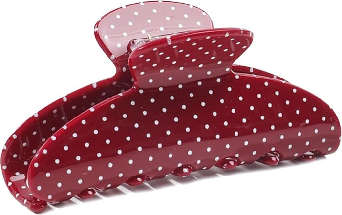 Acetate Hair Claw Clip for Women, 3.8-Inch Red Polka Dot Big Hair Clips Strong Hold No Slip Claw ... | Amazon (US)