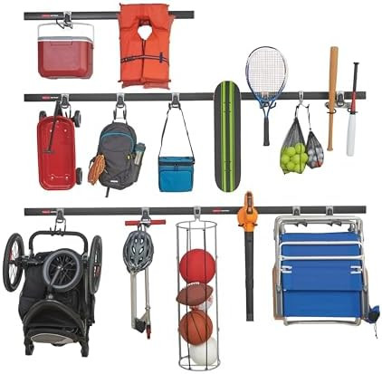 Rubbermaid 20-Piece FastTrack Garage Wall-Mounted Storage Kit 5 Rails and 15 Hooks for Home/House... | Amazon (US)