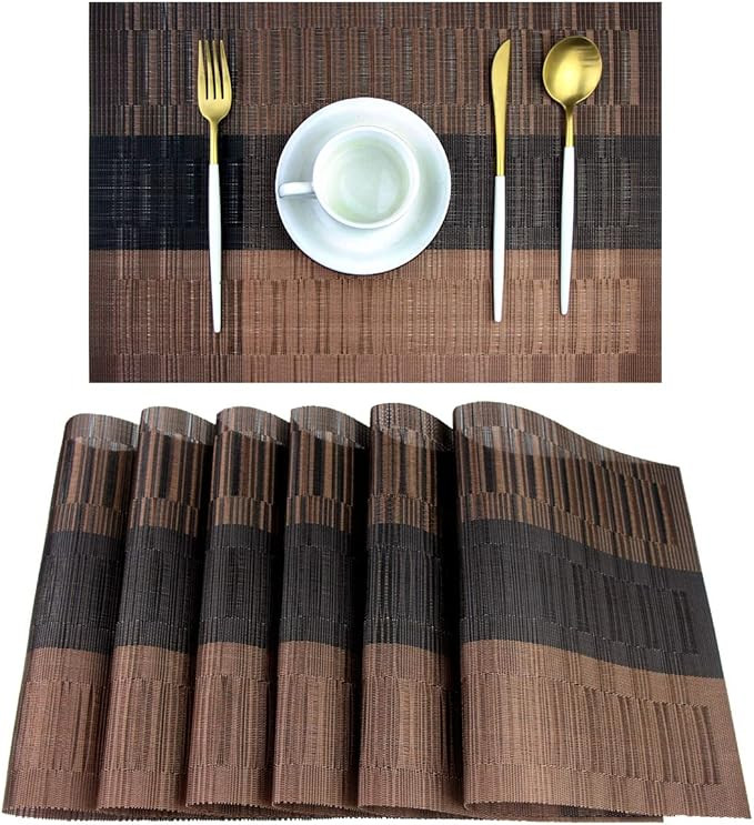 PIGCHCY Placemats,Washable Vinyl Woven Table Mats,Elegant Durable Placemats for Dining Table Set ... | Amazon (US)