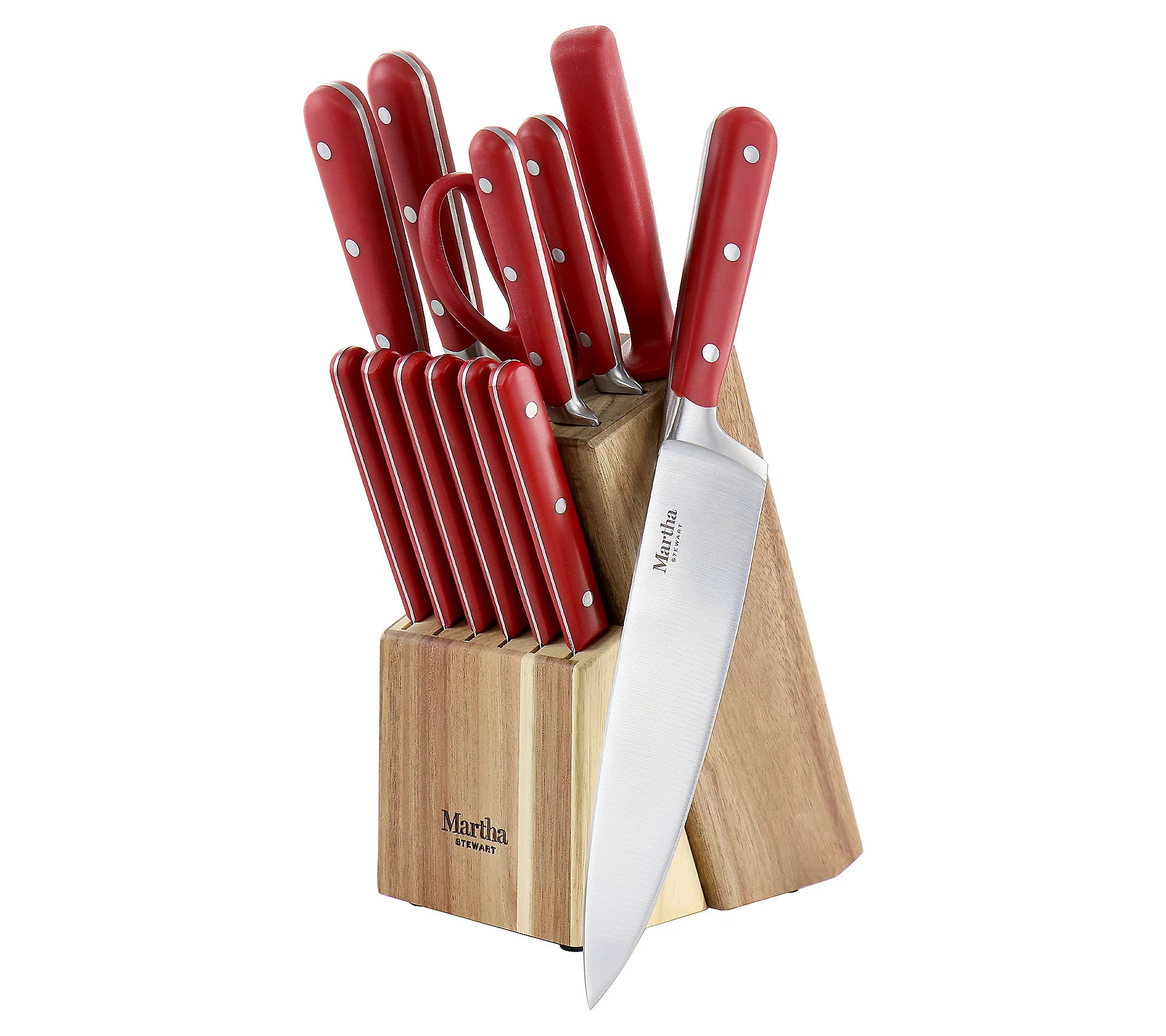 Martha Stewart 14 Piece Stainless Steel CutlerySet in Red | QVC