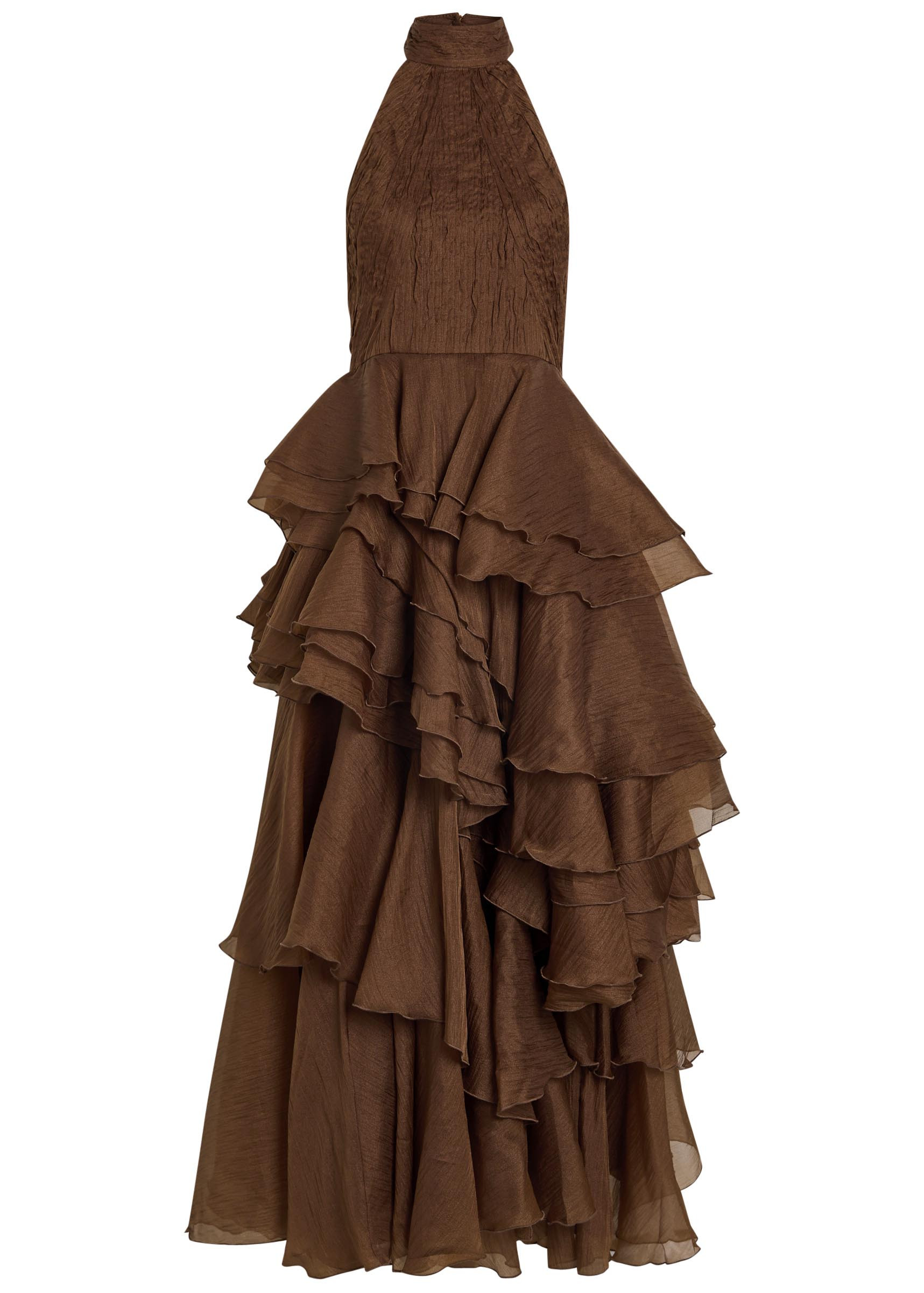 Fayette halterneck ruffled chiffon gown | Harvey Nichols