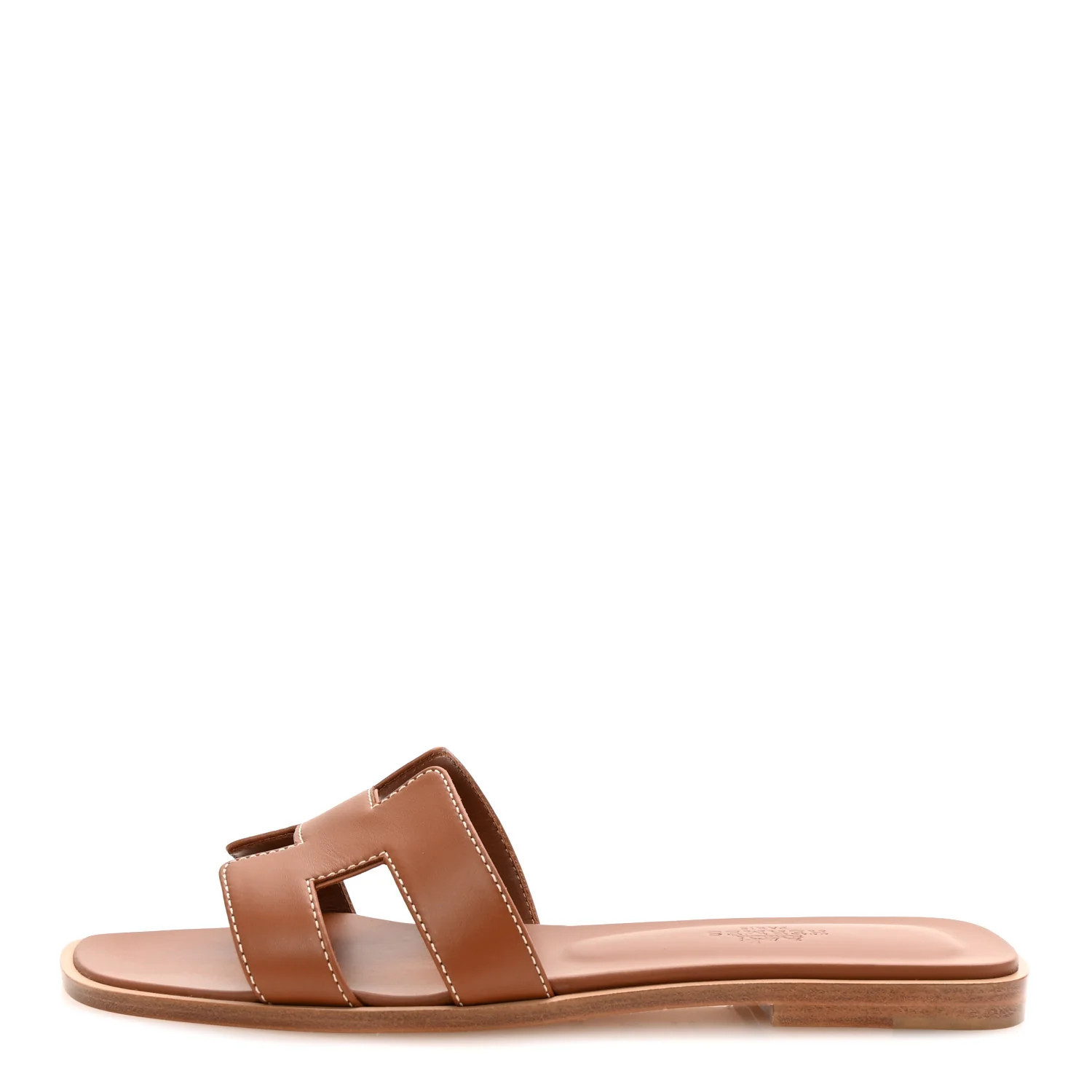 Hermes Box Calfskin Oran Sandals 36.5 Gold 1751521 | FASHIONPHILE (US)