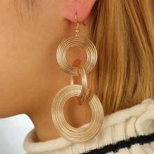 pair Personality Metal MultiLayer Circle Earrings Retro Long Big Circle Statement Earrings | SHEIN