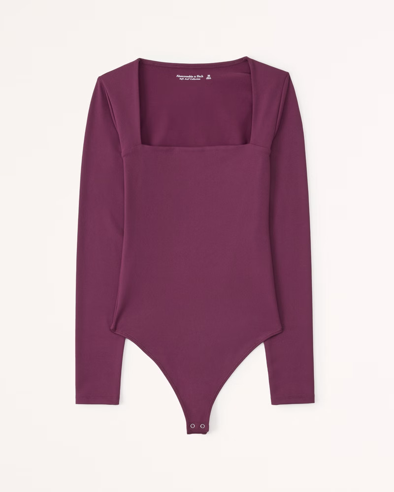 Women's Long-Sleeve Seamless Fabric Squareneck Bodysuit | Women's Tops | Abercrombie.com | Abercrombie & Fitch (US)