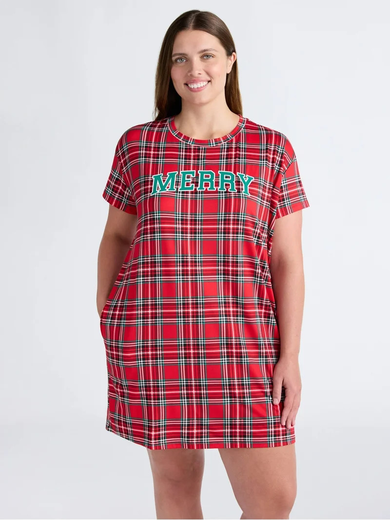 Joyspun Women's Dreamy Soft Collection Sleepshirt with Short Sleeves, Sizes S/M-2X/3X | Walmart (US)