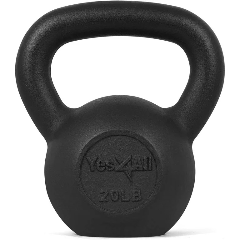 Yes4All 20lb Cast Iron Kettlebell, Black, Single | Walmart (US)