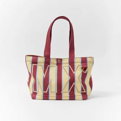 Striped Custom Alpha Tote - Merlot | BaubleBar