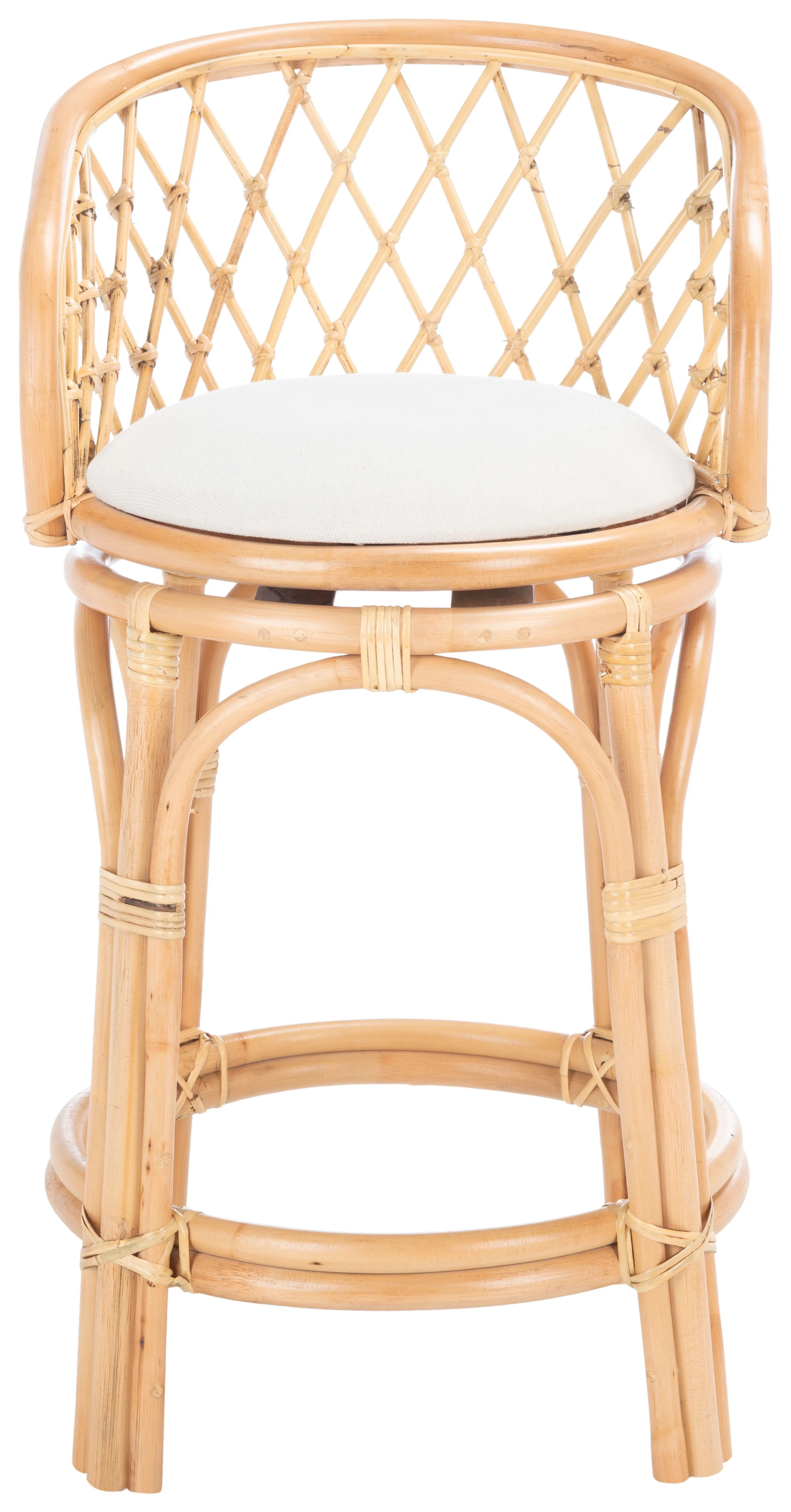 SAFAVIEH Yuta Rattan Counter Stool with Cushion, Natural/White (21.3 in. W x 20.5 in. D x 35 in. ... | Walmart (US)