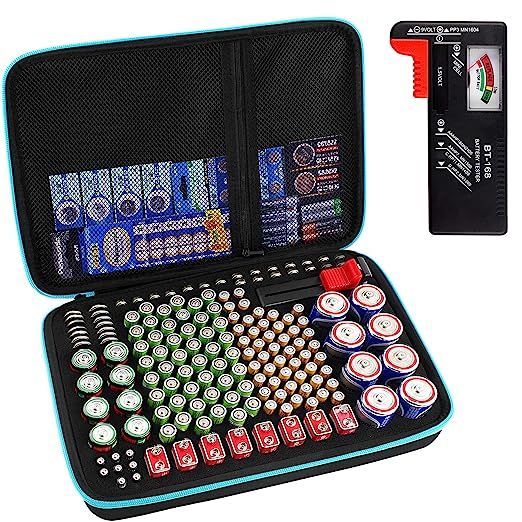 Battery Organizer, 220+ Batteries Storage Case with Tester Checker(BT168), Garage Box fits for AA... | Amazon (US)