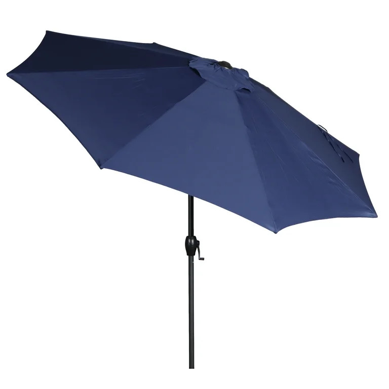 Mainstays 9ft Navy Round Outdoor Tilting Market Patio Umbrella with Crank - Walmart.com | Walmart (US)