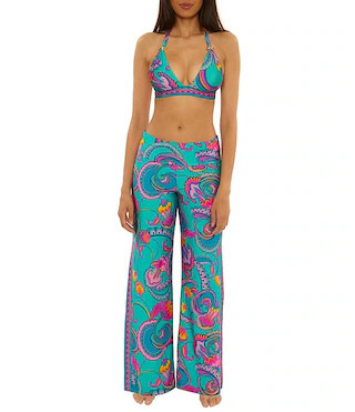 Gold Bangle Halter Swim Top & Mykonos Wide Leg Pull-On Swim Cover-Up Pants | Dillard's | Dillard's