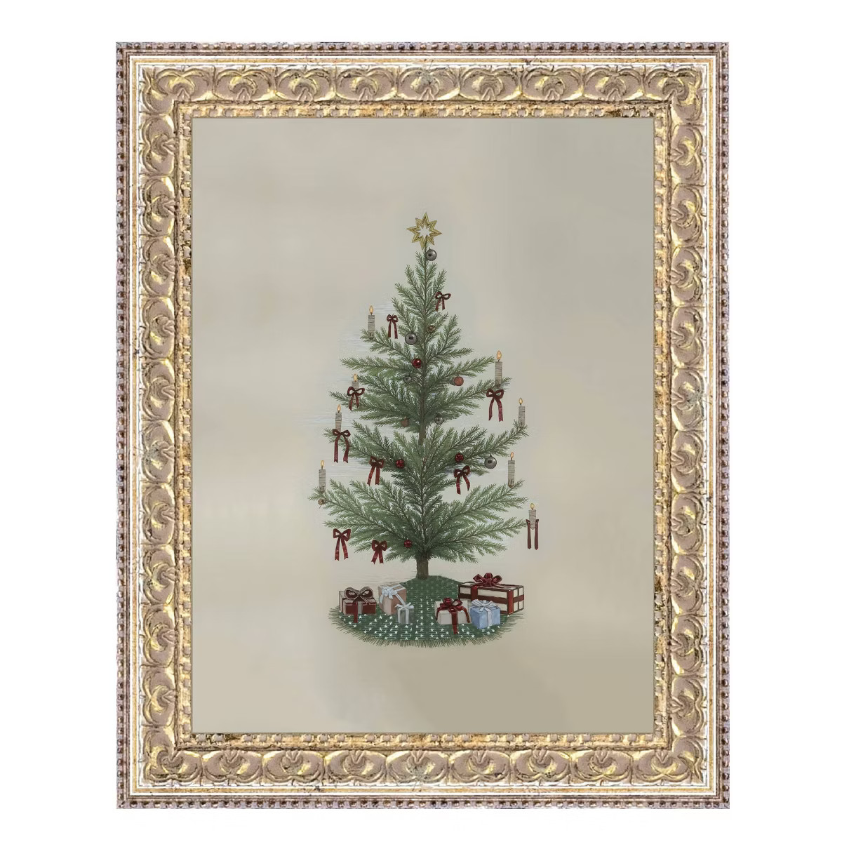 Petal Lane 8"x10" Vintage Tree with Bows Fancy Gold Wall Art | Target